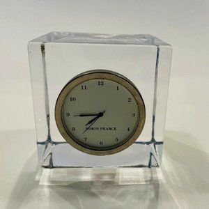 Simon Pearce Woodbury Glass Clock Monogram Exclusive Signed Dated Square Design